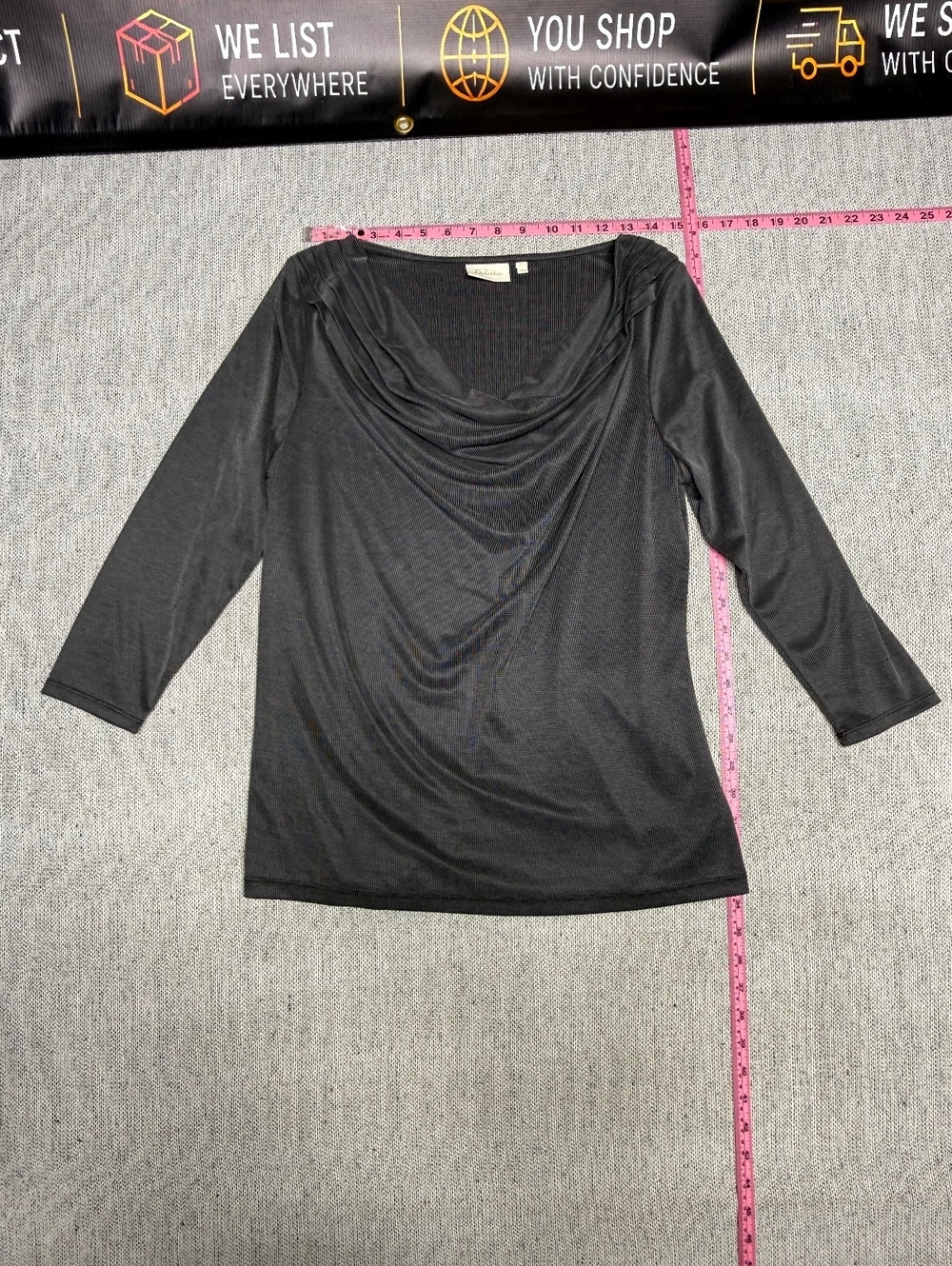 Deletta Anthropologie Women's Black 3/4 Sleeve Top L
